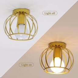 Goeco Vintage Ceiling Light, E27 for Hallway Bedroom Kitchen Cafe Bar Gold - thumbnail 5