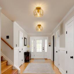 Goeco Vintage Ceiling Light, E27 for Hallway Bedroom Kitchen Cafe Bar Gold - thumbnail 3