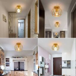 Goeco Vintage Ceiling Light, E27 for Hallway Bedroom Kitchen Cafe Bar Gold - thumbnail 8