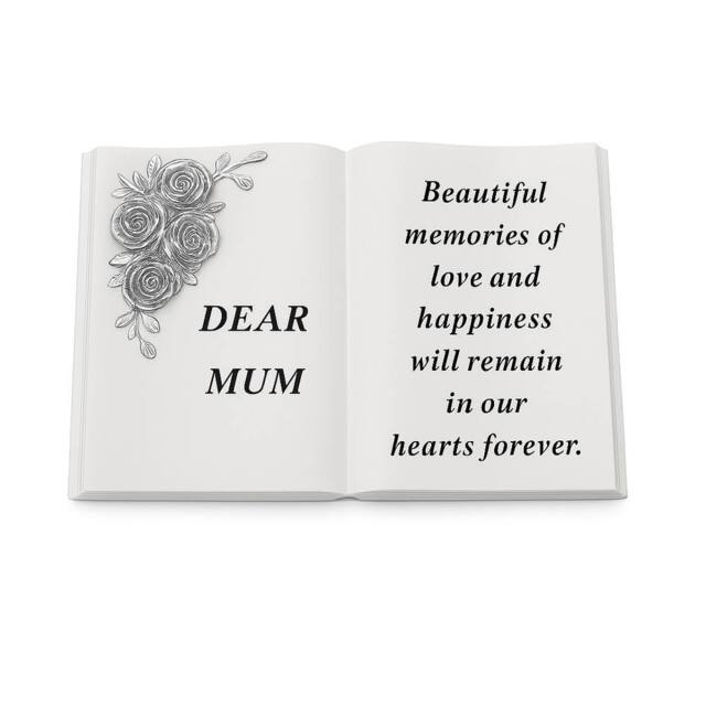David Fischhoff 3D Graveside Memorial Rose White Book Ornament - Mum - image 1