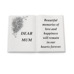 David Fischhoff 3D Graveside Memorial Rose White Book Ornament - Mum - thumbnail 1