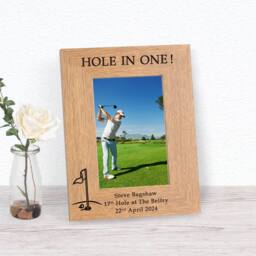 Uniqueful Personalised Hole in One Wood Picture Frame Birthday Gift in Brown - thumbnail 1