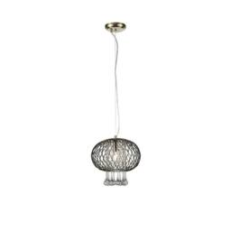 Netlighting Chelsie Medium Ceiling Pendant 1 Light Antique Brass Clear Glass in Bronze