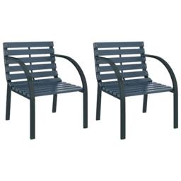 Berkfield Home Classic Garden Chairs 2 pcs Grey Wood - thumbnail 3