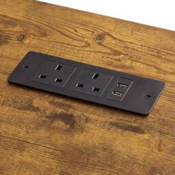 Levede Gaming Desk L Shaped with USB Charging Port Power Outlet Walnut Color in Brown - thumbnail 5