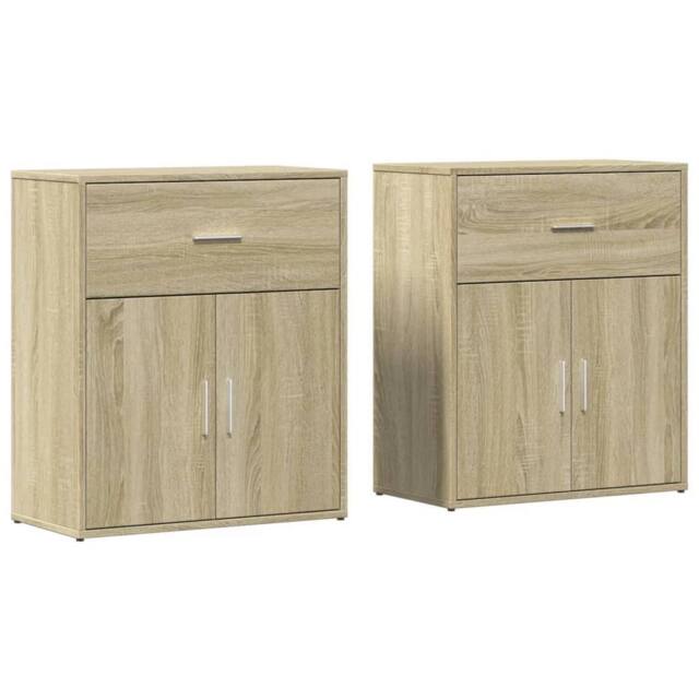 Berkfield Home Sideboards 2 pcs Sonoma Oak 60x31x70 cm Engineered Wood in Light Oak - Size: 60 x 31 x 70 cm - image 1