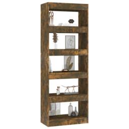 Berkfield Home Book Cabinet/Room Divider Smoked Oak 60x30x166 cm Engineered Wood in Brown - Size: 60 x 30 x 166 cm - thumbnail 4