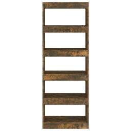 Berkfield Home Book Cabinet/Room Divider Smoked Oak 60x30x166 cm Engineered Wood in Brown - Size: 60 x 30 x 166 cm - thumbnail 5