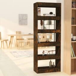 Berkfield Home Book Cabinet/Room Divider Smoked Oak 60x30x166 cm Engineered Wood in Brown - Size: 60 x 30 x 166 cm - thumbnail 2