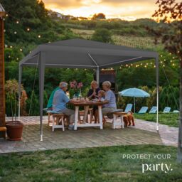 tectake Gazebo Farah- water resistant, plug-in system, 3x3m in Grey - Size: Large - thumbnail 8