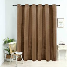 Berkfield Home Elegant Blackout Curtain with Metal Rings Velvet Beige 290x245 cm - thumbnail 2