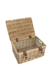 JVL Handmade Buff Wicker Hampers with Faux Leather Straps, Small in Natural - thumbnail 3