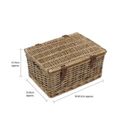 JVL Handmade Buff Wicker Hampers with Faux Leather Straps, Small in Natural - thumbnail 6