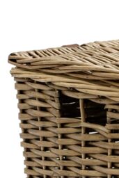 JVL Handmade Buff Wicker Hampers with Faux Leather Straps, Small in Natural - thumbnail 5