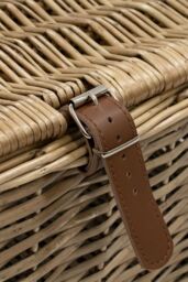 JVL Handmade Buff Wicker Hampers with Faux Leather Straps, Small in Natural - thumbnail 4