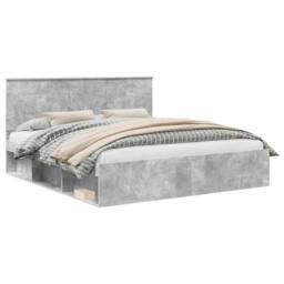 Berkfield Home Bed Frame with Headboard Concerte 180 x 200 cm Solid Pine Wood in Grey - thumbnail 2