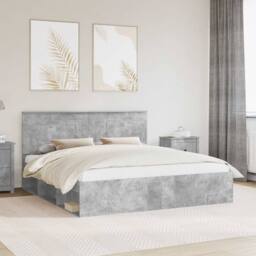 Berkfield Home Bed Frame with Headboard Concerte 180 x 200 cm Solid Pine Wood in Grey - thumbnail 1