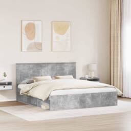 Berkfield Home Bed Frame with Headboard Concerte 180 x 200 cm Solid Pine Wood in Grey - thumbnail 3