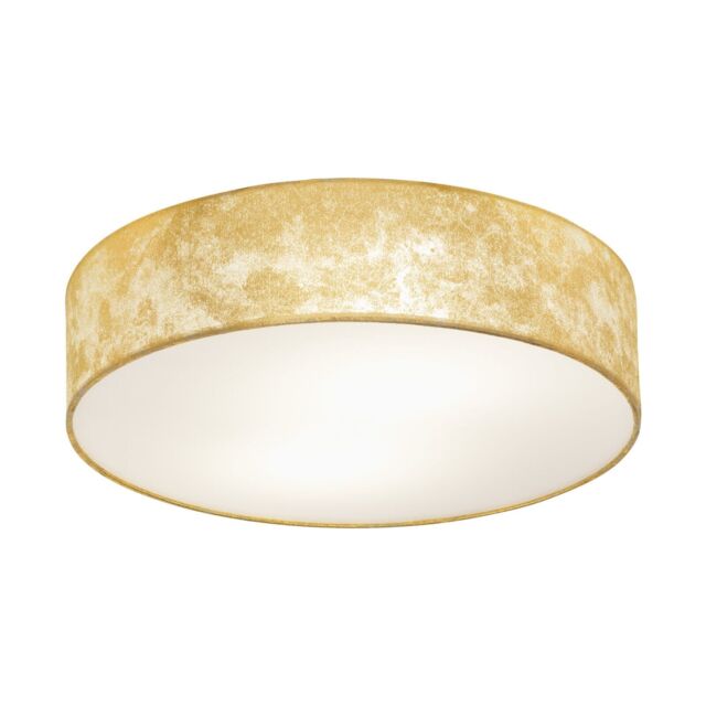 Loops Flush Ceiling Light Colour Champagne Circular Shade Gold Fabric Bulb E27 1x60W - image 1