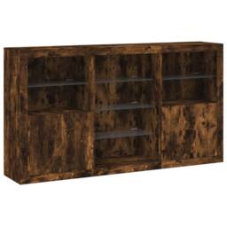 Berkfield Home Sideboard with LED Lights Smoked Oak 181.5x37x100 cm in Brown - thumbnail 1