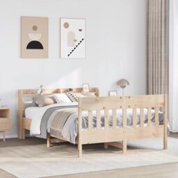 Berkfield Home Bed Frame without Mattress 160x200 cm Solid Wood Pine in Brown - thumbnail 1