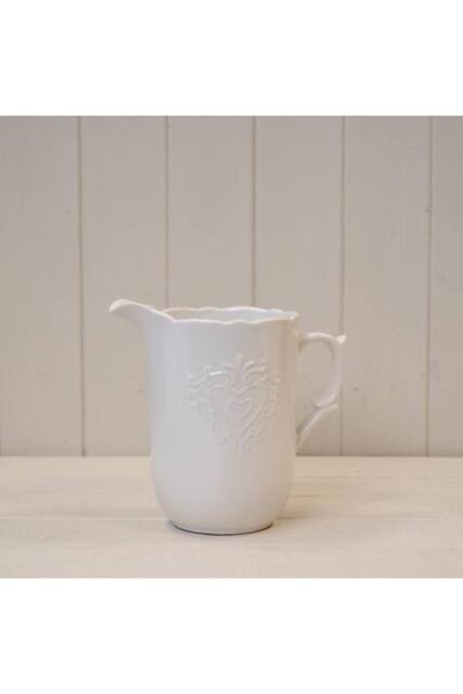 KDMD White Ceramic Jug Heart Design - image 1