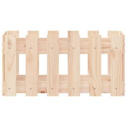 Berkfield Home Garden Planter with Fence Design 60x30x30 cm Solid Wood Pine in Natural - Size: 60 x 30 x 30 cm - thumbnail 5