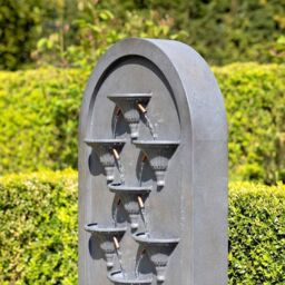Primrose Obidos Tiered Cascading Zinc Water Feature 109cm in Grey - thumbnail 3