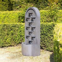 Primrose Obidos Tiered Cascading Zinc Water Feature 109cm in Grey - thumbnail 1