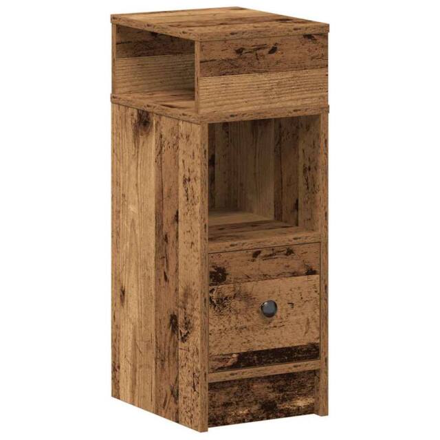 Berkfield Home Bedside Cabinet with Drawer Old Wood 25x31x66 cm in Brown - Size: 25 x 31 x 66 cm - image 1