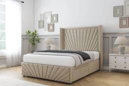 "Sloomy Rutherford Coniston Divan Base 2 Drawers-54"" Wing Headboard-Footboard in Cream - Size: Super King" - thumbnail 3