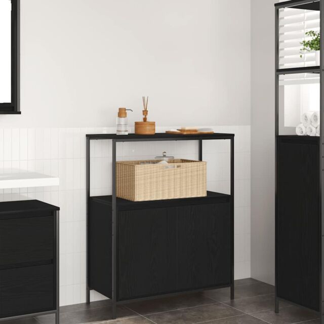 Berkfield Home Bathroom Cabinet with Shelves Black Oak 76.5x35x95 cm - image 1