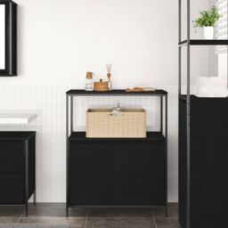 Berkfield Home Bathroom Cabinet with Shelves Black Oak 76.5x35x95 cm - thumbnail 3