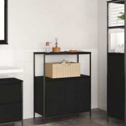 Berkfield Home Bathroom Cabinet with Shelves Black Oak 76.5x35x95 cm - thumbnail 1