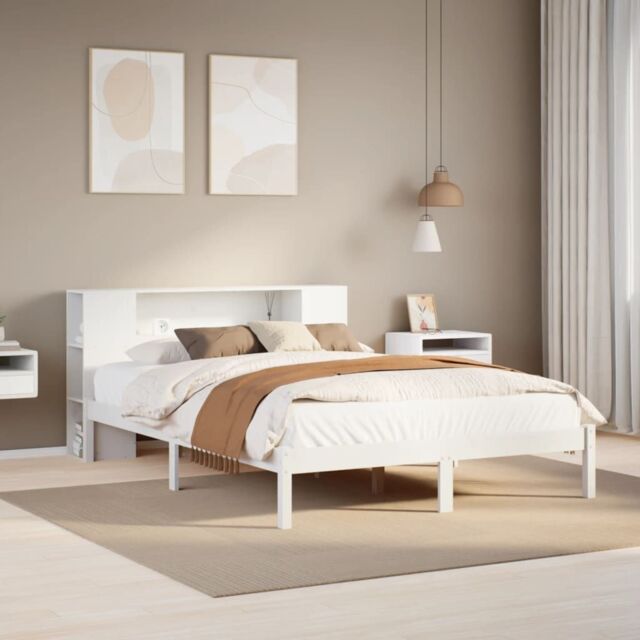Berkfield Home Bookcase Bed without Mattress White 160x200 cm Solid Wood Pine - image 1