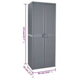Berkfield Home Garden Storage Cabinet Grey 65x45x172 cm PP Rattan - Size: 65 x 45 x 172 cm - thumbnail 8