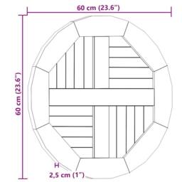 Berkfield Home Table Top Solid Teak Wood Round 2.5 cm 60 cm in Brown - thumbnail 6