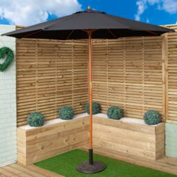 Samuel Alexander 4 Person Folding Garden Dining Table Chairs Black Parasol & Base - thumbnail 6