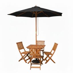 Samuel Alexander 4 Person Folding Garden Dining Table Chairs Black Parasol & Base - thumbnail 8