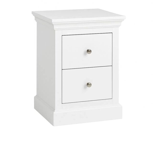 Melody Maison Pair Of White 2 Drawer Bedside Tables - Slimline Haxey White Range - image 1