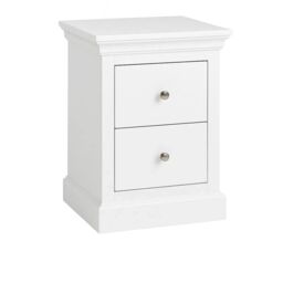 Melody Maison Pair Of White 2 Drawer Bedside Tables - Slimline Haxey White Range - thumbnail 1