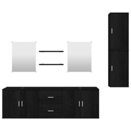 Berkfield Home 7 Piece Bathroom Furniture Set Black Engineered Wood - thumbnail 4