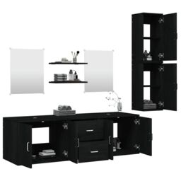 Berkfield Home 7 Piece Bathroom Furniture Set Black Engineered Wood - thumbnail 3