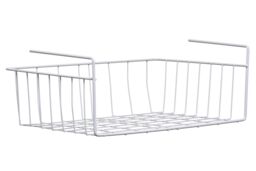Orsina White Under Shelf Large Storage Basket, Space-Saving Metal Organizer For Kitchen Or Pantry Shelves, Wire - thumbnail 1