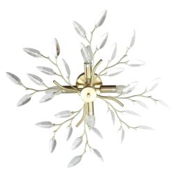 Happy Homewares Modern Birch 4 Light Semi Flush Ceiling Light Fitting with Clear Leaves in Gold - thumbnail 5