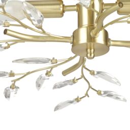 Happy Homewares Modern Birch 4 Light Semi Flush Ceiling Light Fitting with Clear Leaves in Gold - thumbnail 2