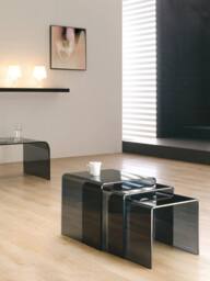 Thats Furniture Milan Glass Nest of 3 Side Tables for Living Room in Black