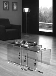 Thats Furniture Milan Glass Nest of 3 Side Tables for Living Room in Black - thumbnail 2
