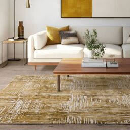 The Rug Shop UK Gold Modern Easy to clean Machine Made Striped Area Rug - Size: 200 cm x 290 cm - thumbnail 1