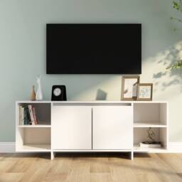 Berkfield Home TV Cabinet White 130x35x50 cm Engineered Wood - Size: 130 x 35 x 50 cm - thumbnail 3